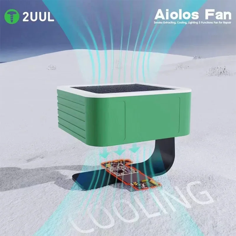 2UUL Aiolos Smoke Extracting Fan with Lighting Function for Mobile Phone Maintenance Motherboard Welding Repair Cooling Fan
