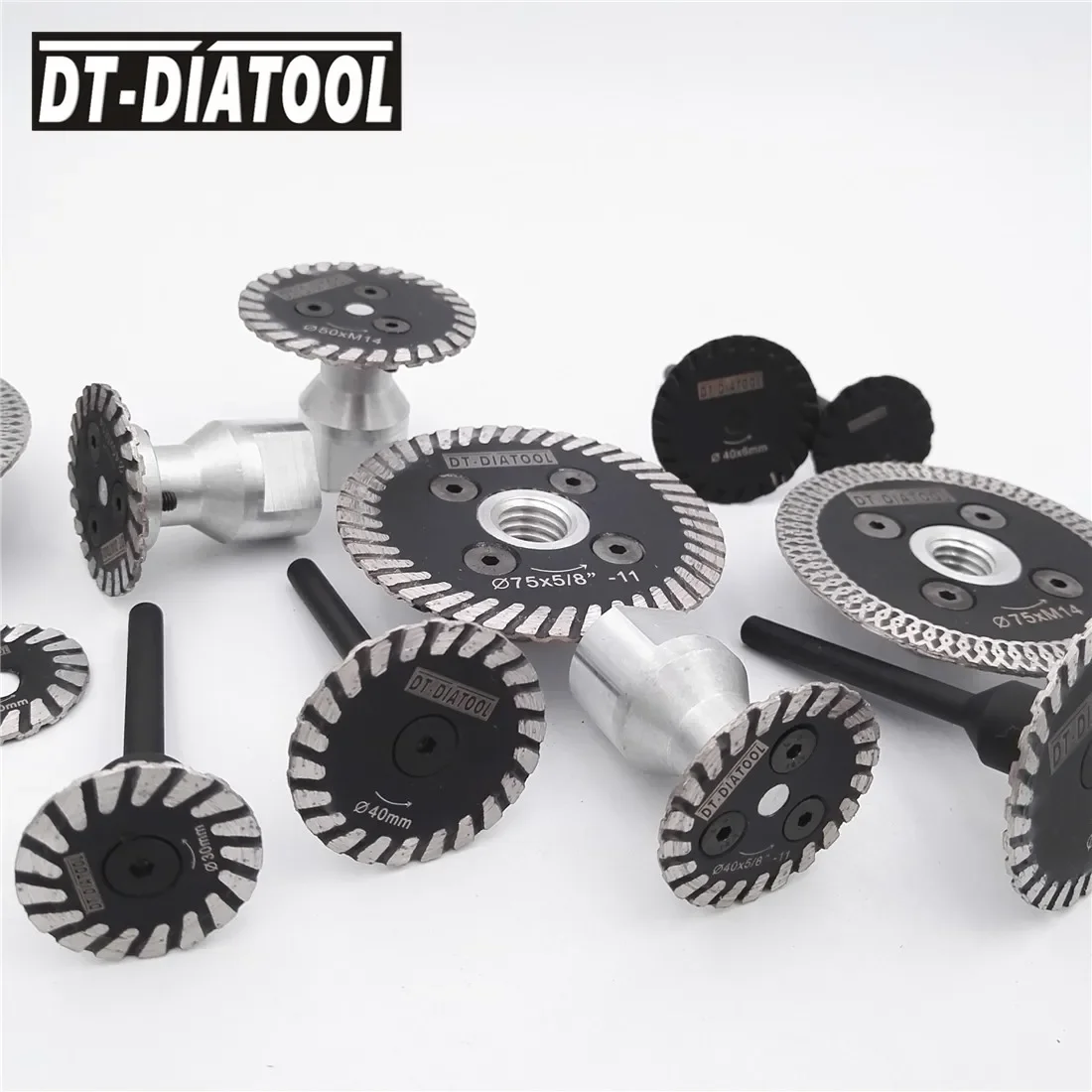 DT-DIATOOL 2 шт. мини-алмазный отрезной диск горячего прессования пильное полотно 1 шт. съемный M14 фланец для резьбы по камню, мрамору, бетона