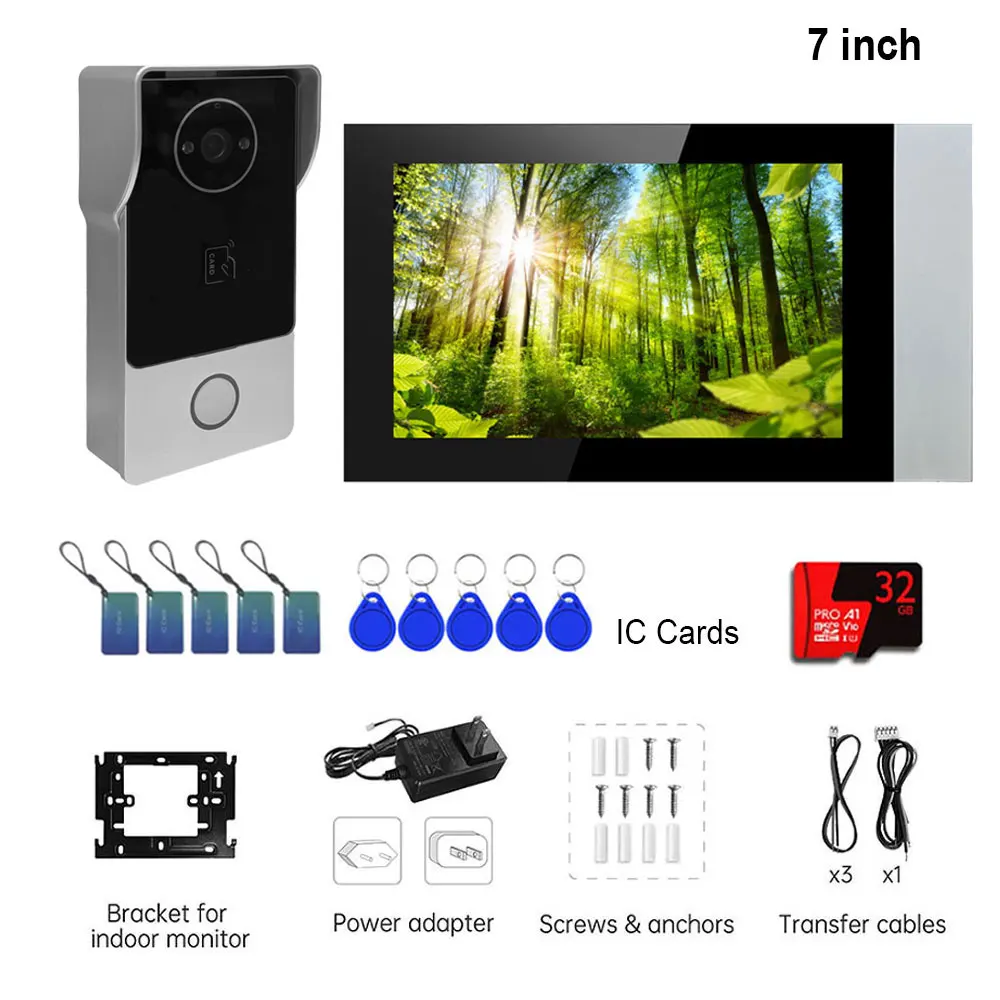 2 draht Smart Home Tuya Wifi 1080P Video Intercom Video Tür Telefon 7'' Farbe Touch Screen Kamera Türklingel tür Sicherheit System