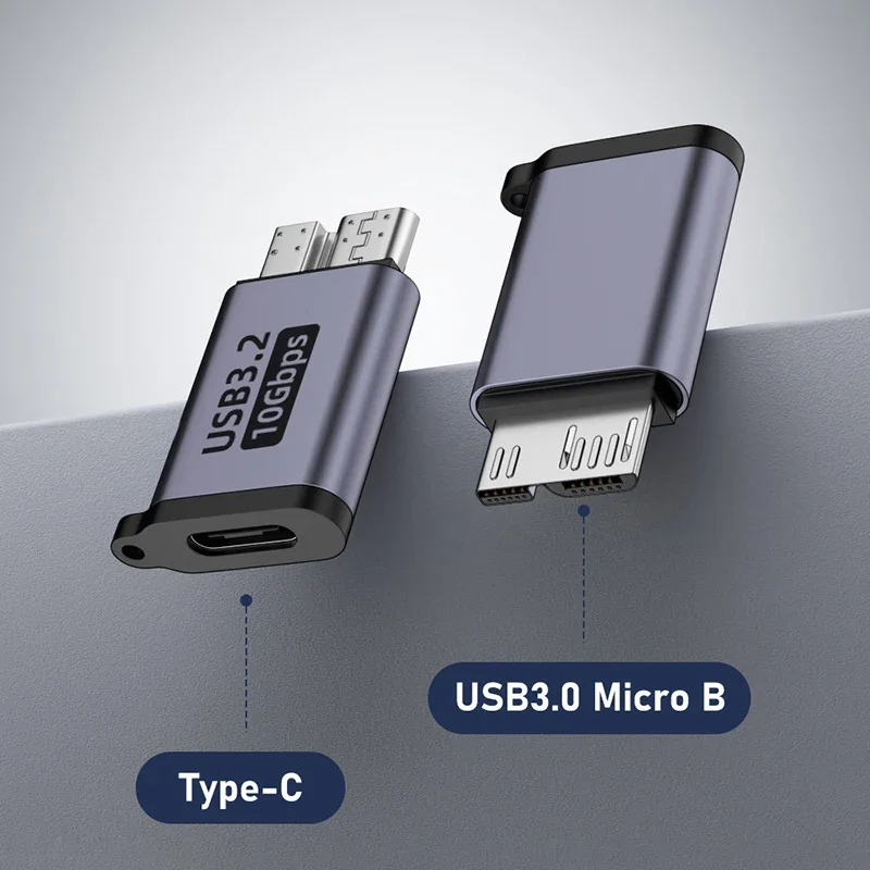 Adaptador Micro B USB C 3,0 macho a tipo C hembra, conector Micro B USB 3,0 tipo C para disco duro externo, adaptador de Cable HDD