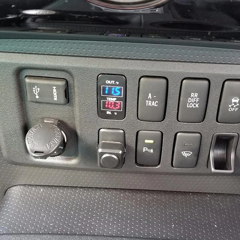 Display de temperatura dupla dentro e fora do carro sensor de temperatura dupla para toyota corolla reiz prado prius