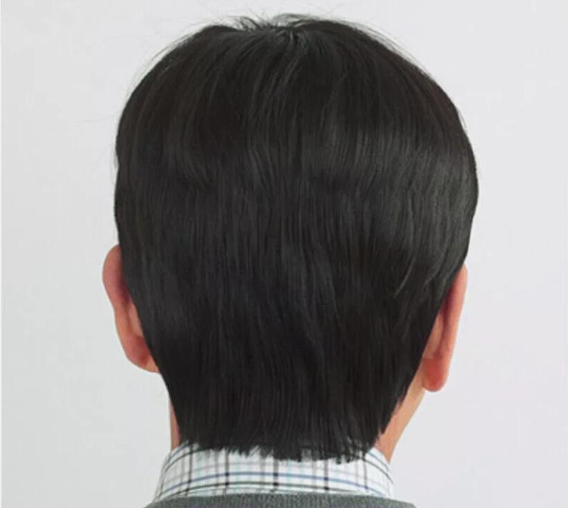 男性用ショートナチュラルヘアウィッグ,100% ナチュラルヘアピース,コスプレウィッグ,ブラック,から選択