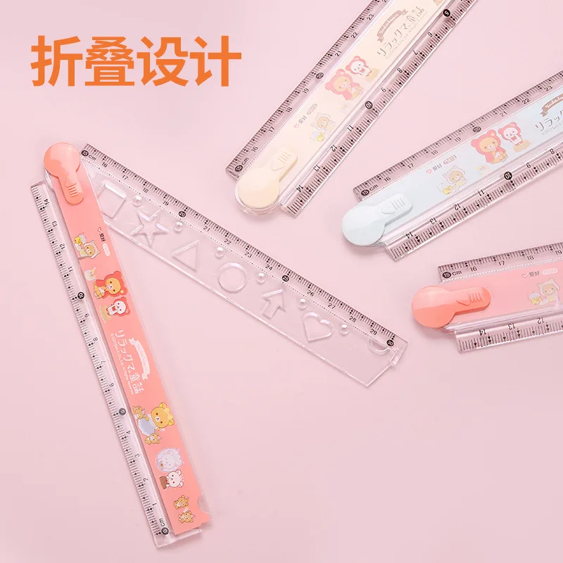 3 teile/paket Kawaii Rilakkuma Bär Kunststoff Klapp Gerade Lineal Nette Schreibwaren Messung Werkzeug Schule Büro Liefert