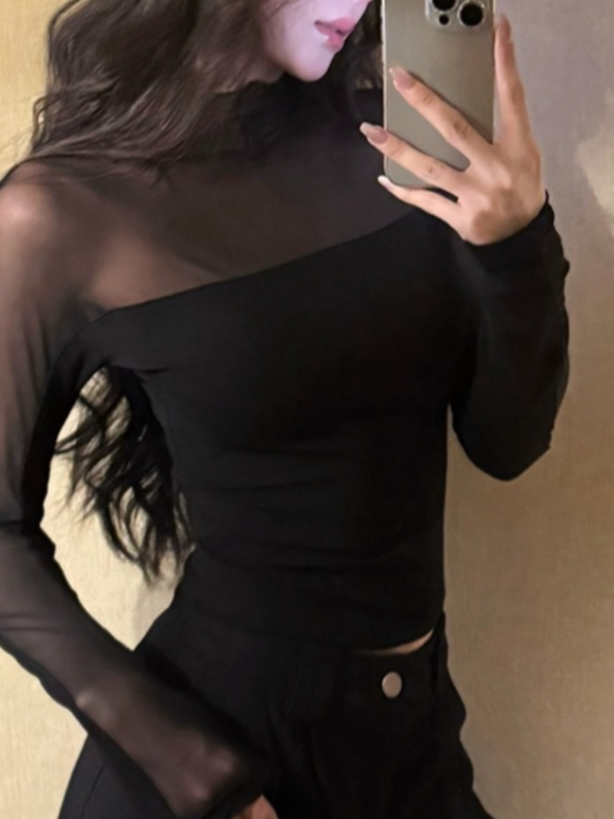 セクシーなスパイシーガールスタイルハーフハイカラー Tシャツ女性のインナーウェアベースレイヤーメッシュスプライス痩身植毛ショートトップ