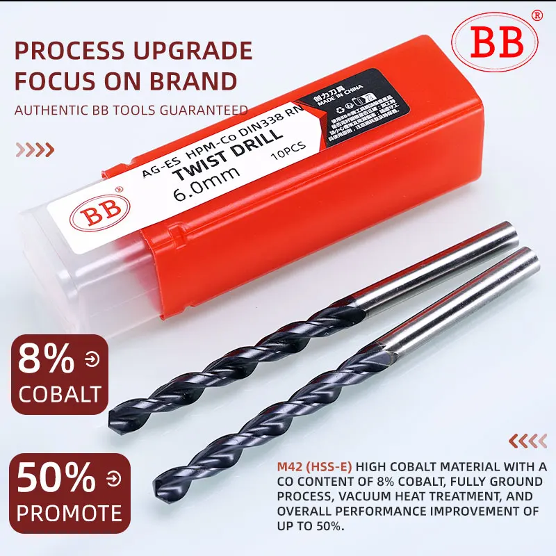 BB M42 Coban Xoắn Mũi HSSE Co8 DIN338 HSS-PM Hiệu Suất Cao Cho Thép Cacbon Đồng Thép Không Gỉ Dụng Cụ Khoét Lỗ 1Mm-13Mm