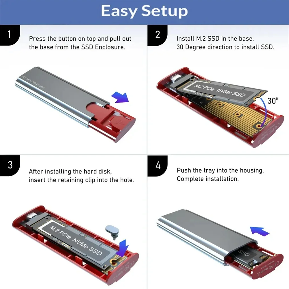 10Gbps M2 NVMe/SATA SSD Case SSD Box M.2 NVME NGFF SSD to USB 3.1 Enclosure Type-A to Type-C Cable for PC Laptop Accessories