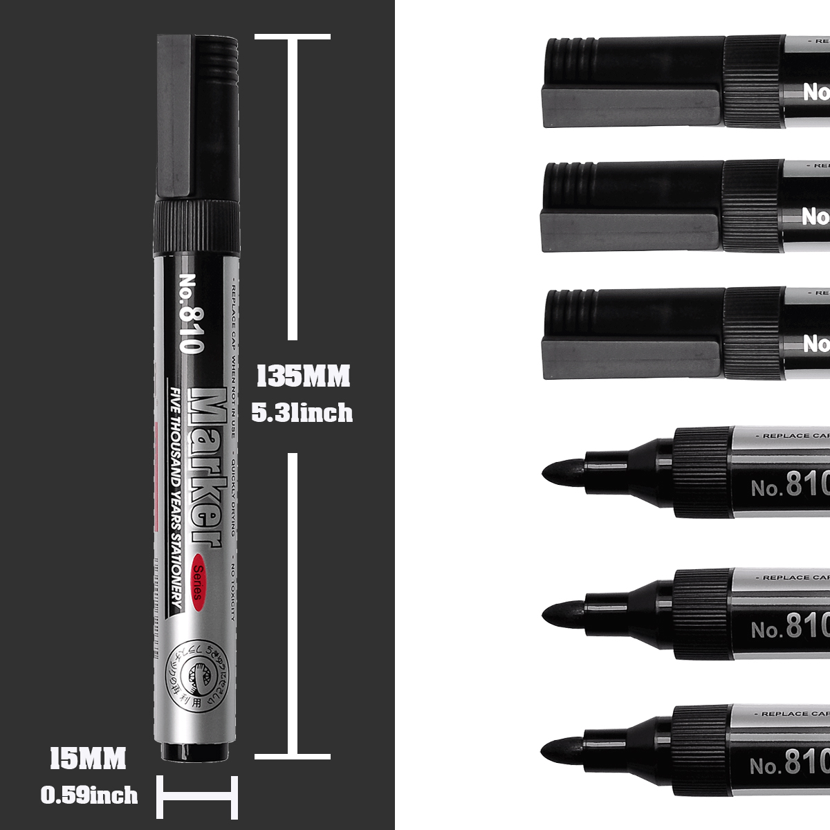2/5 個永久油性マーカー黒インク 2.0 ミリメートル防水速乾性金属、プラスチック、タイル、ガラス、学校およびオフィスの供給