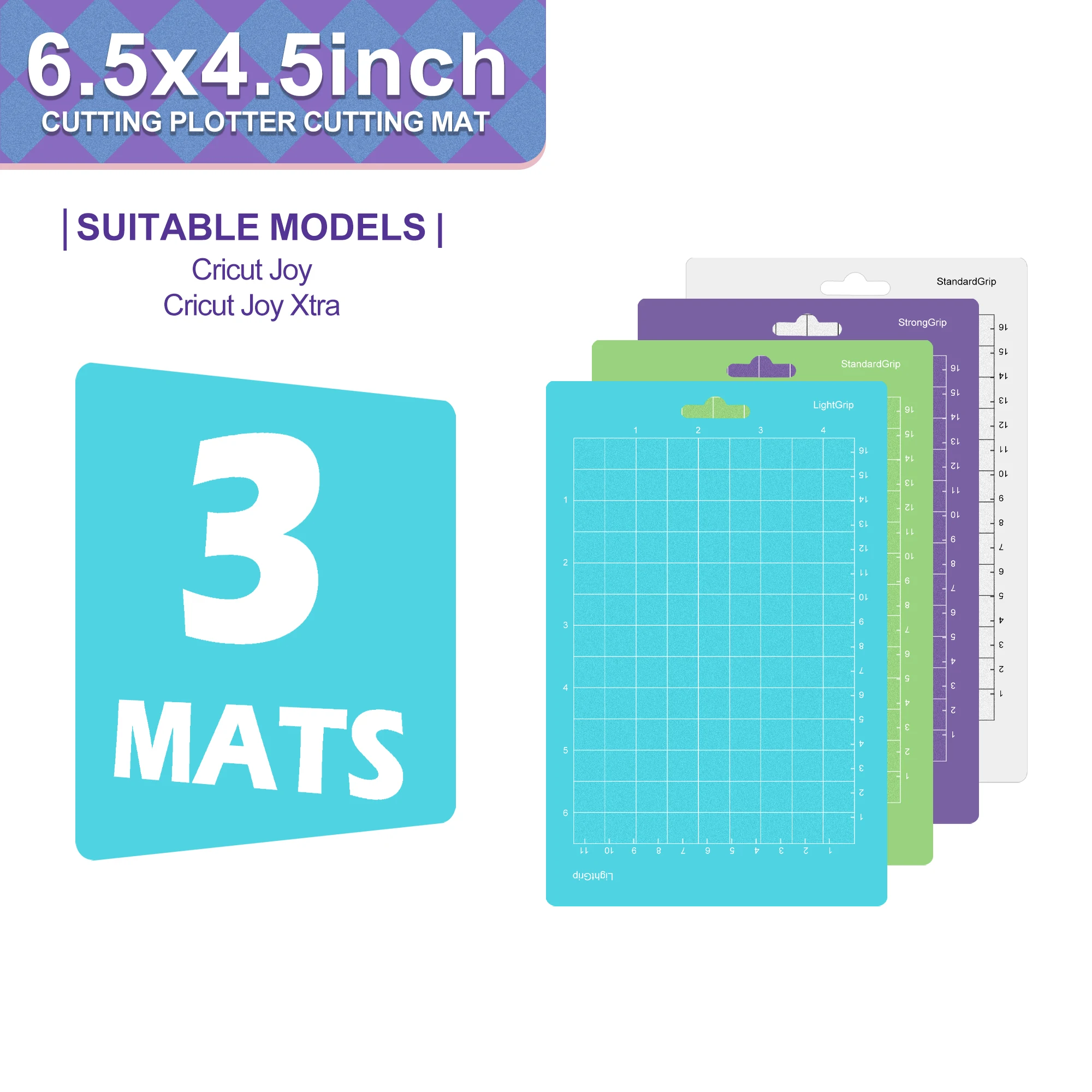 3pcs, 6.5*4.5 inch Portable Replacement Embossed Silhouette Cutting Mat for Cricut Joy, Suitable for Craft Mak