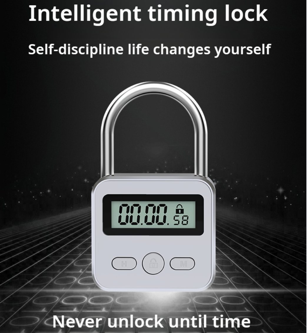 Minuterie Cadenas Écran LCD HD, Ajout d'un Rétro-Éclairage, Alliage de Zinc, 99 Heures Max, Minuterie Super Longue Veille, Anti-dépendance, Serrure Électronique