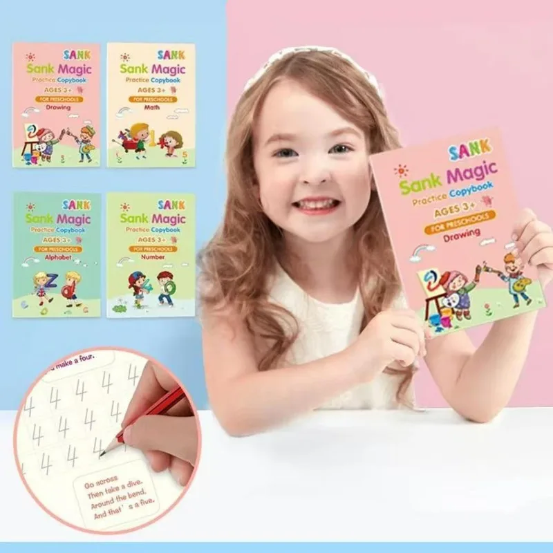 Magic Practice Copybook Kalligraphie-Copybook für Kinder, wiederverwendbares Handschrift-Übungs-Copybook Groove