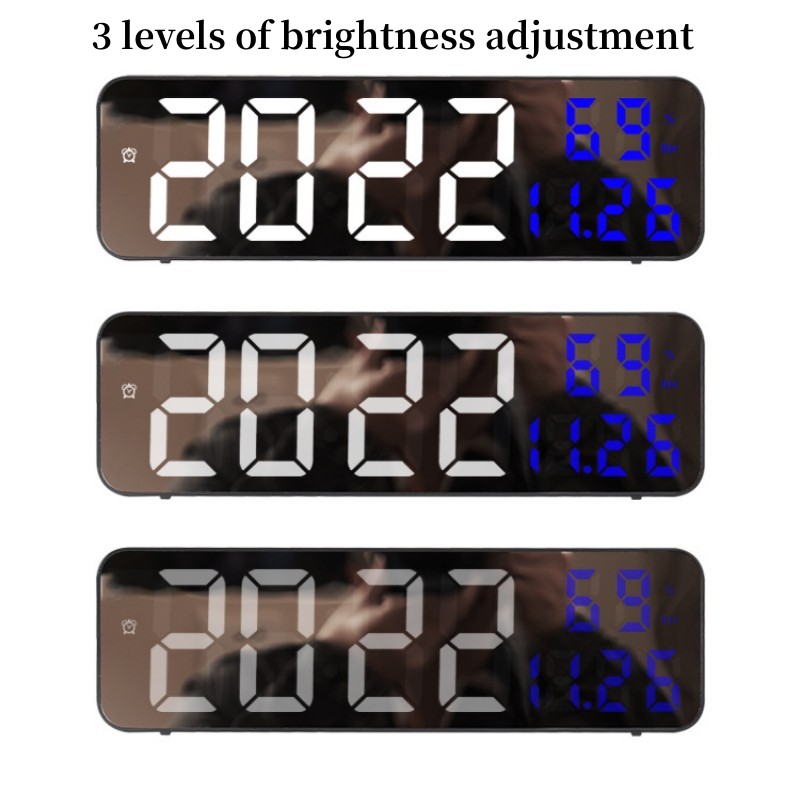 9-Zoll große digitale Wanduhr Temperatur Luftfeuchtigkeit Nachtmodus Snooze 12/24H USB Plug-in-Version Elektronischer LED-Wecker