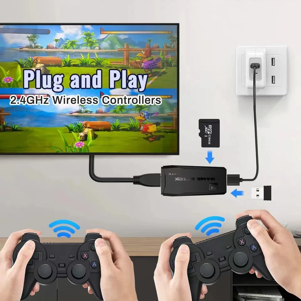M8 4K Retro Game Stick - 64GB Handheld Console Preloaded with 20,000+ Games & Wireless Controller for PS1 Emulation