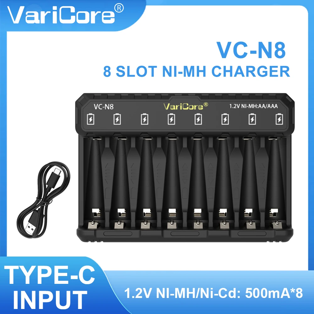 VariCore-cargador de batería inteligente portátil, 2-12 ranuras, para litio 3,7 V, 18650, 26650, 21700, 18500, 18350, 1,2 V, NI-MH, ni-cd, AA AAA