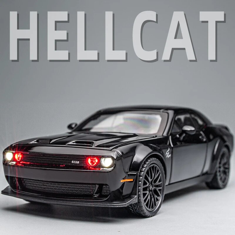 Dodge Challenger Hellcat speelgoedauto voor schaal 1:32 gegoten metalen auto's Toy Pull Back Hellcat modelauto's met geluid en licht Hellc