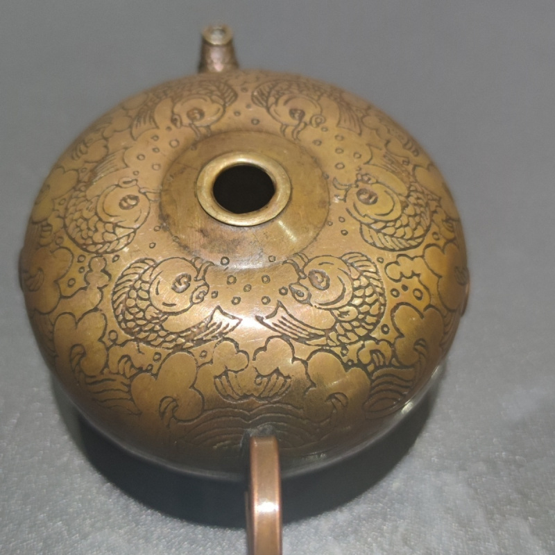 Antique Collection Qing Dynasty Pure Copper Brass Water Drop Study Supplies Ornaments Random Delivery