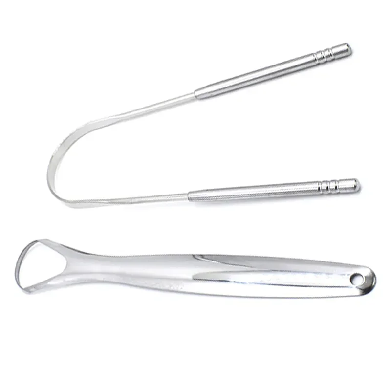 Portable Single Layer Tongue Scraper Reusable Stainless Steel Oral Mouth Brush Case Non-slip Handle Tongue Scraper Tongue Clean