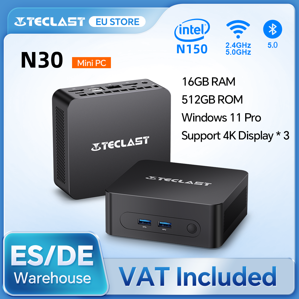 Teclast Mini-PC N30 Intel N150 Windows 11 Pro 16 GB RAM 512 GB ROM Desktop-Computer USB3.2 unterstützt 4K-Display 2xHDMI WiFi Mini-PC