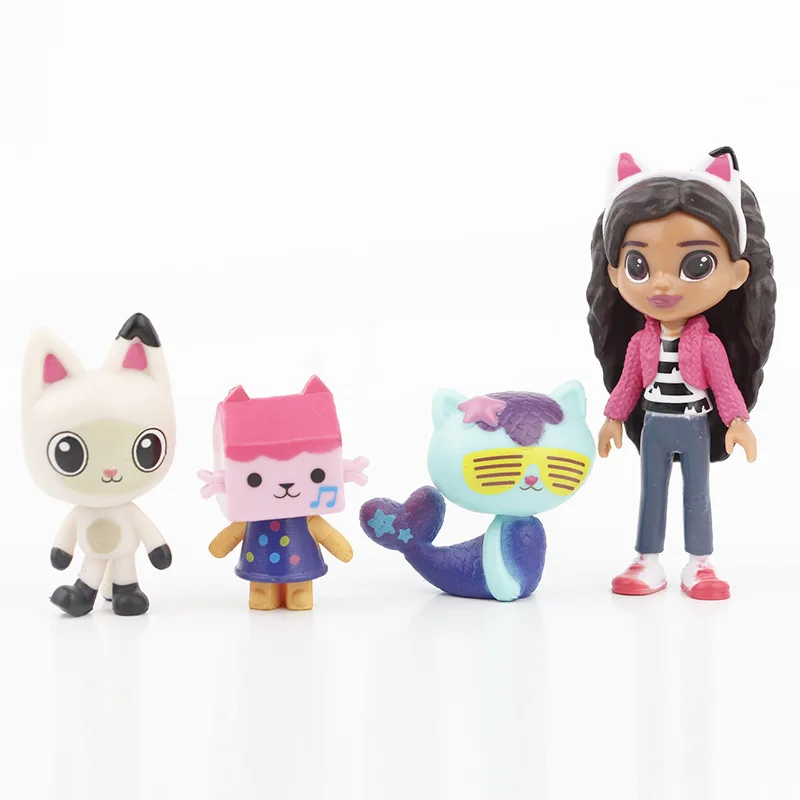 13 pçs/set dos desenhos animados gabby casa de bonecas anime figura brinquedo pvc modelo carro sorridente gato abraço gaby estatuetas bonecas para crianças presente