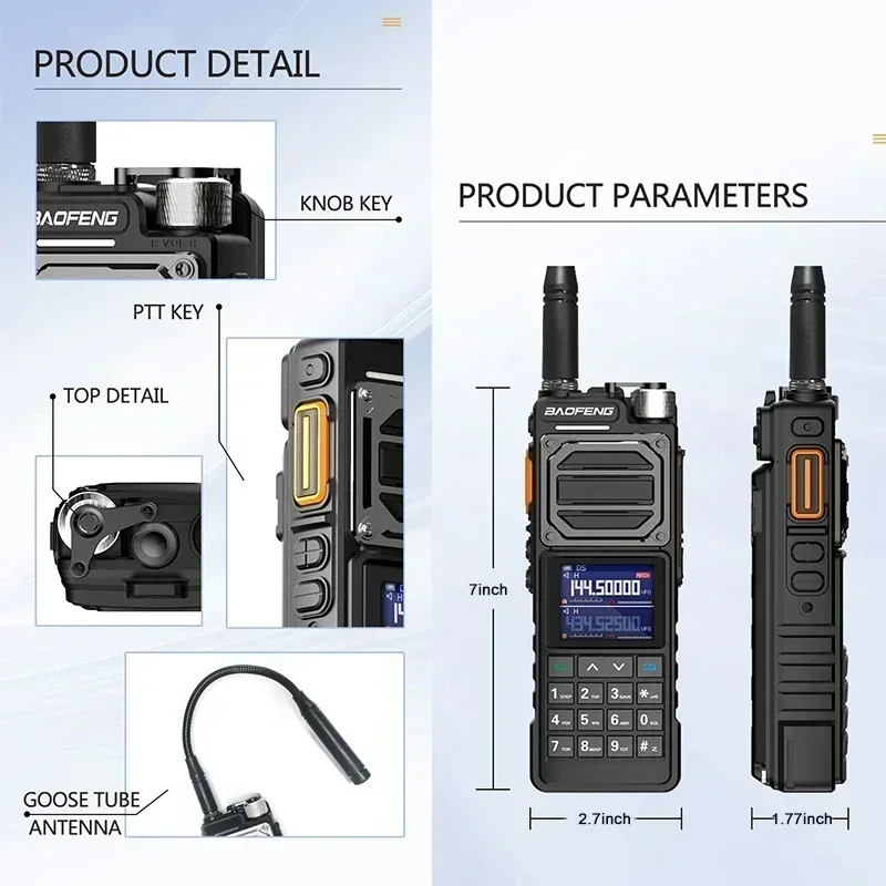 BAOFENG UV-25MยุทธวิธีWalkie Talkie High Power 50KM 136-520MHz 999CH USB C Charger NOAA VOX Two Wayวิทยุหกแบนด์BF-X5 Pro