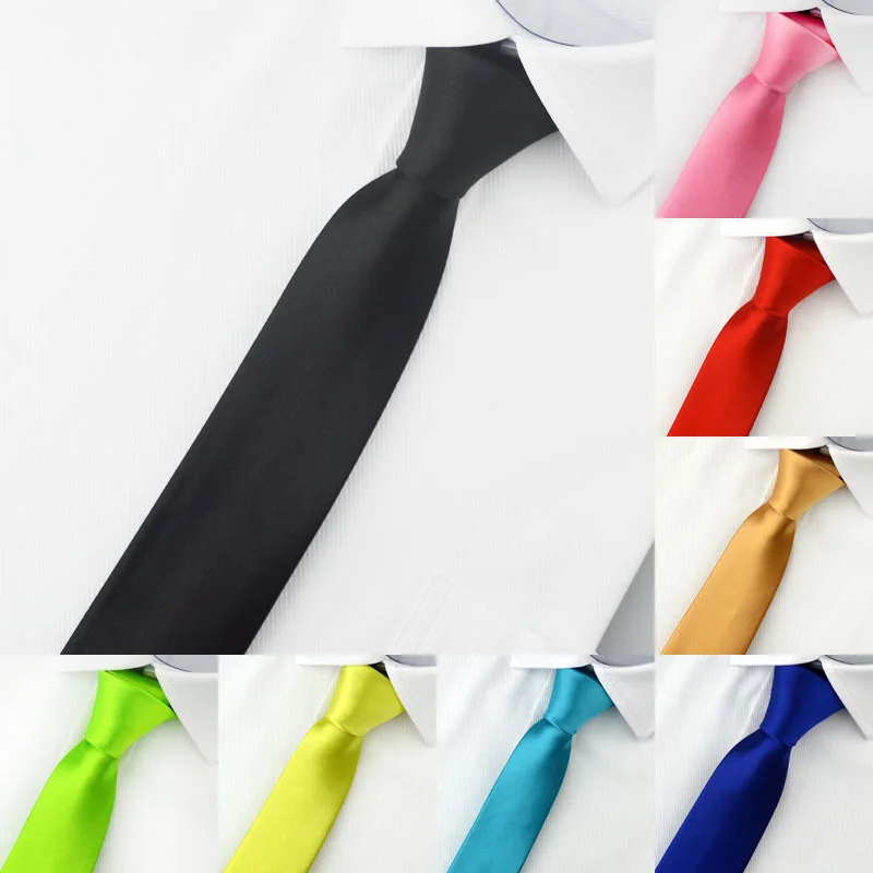 Corbata roja ajustada con punta de flecha informal estrecha, corbata negra delgada para hombre de 5cm, accesorios sencillos para fiesta, corbatas formales a la moda