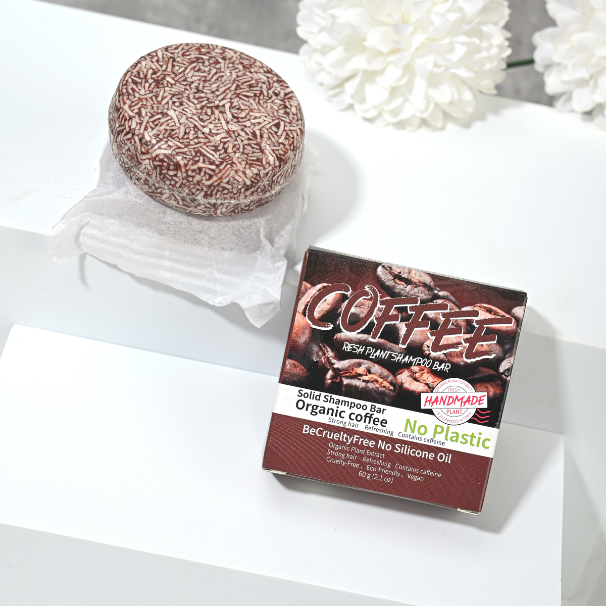Shampoo mit Kaffeegeschmack, nährende ätherische Ölseife für das Haar, handgemachte Seife, Ölkontrolle für Männer und Schuppen entfernendes festes Shampoo