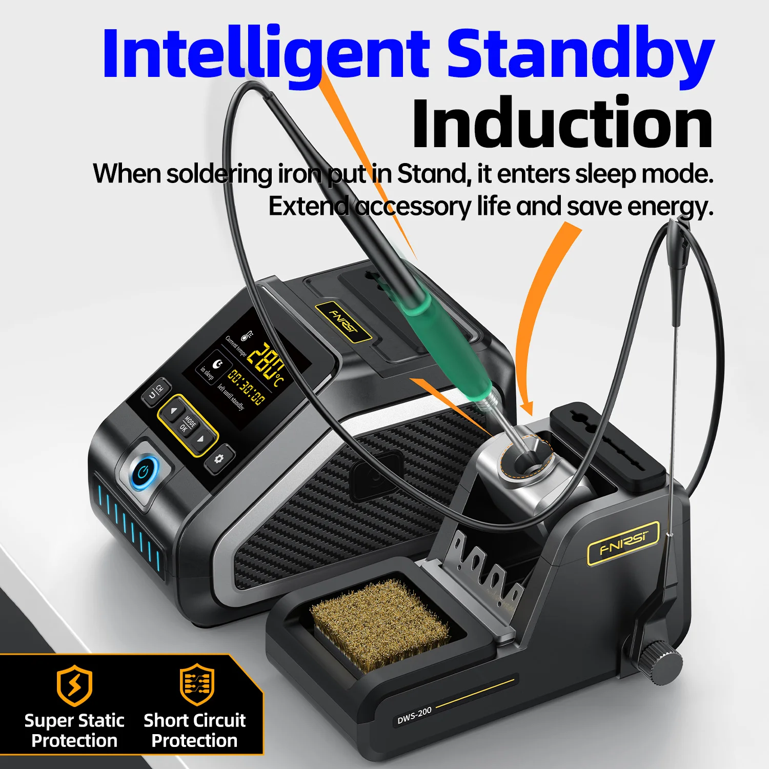 FNIRSI DWS-200 Soldering Station 200W C210 C245 Solder Iron Handle With Soldering Helping Hand Electronic Welding Rework Station