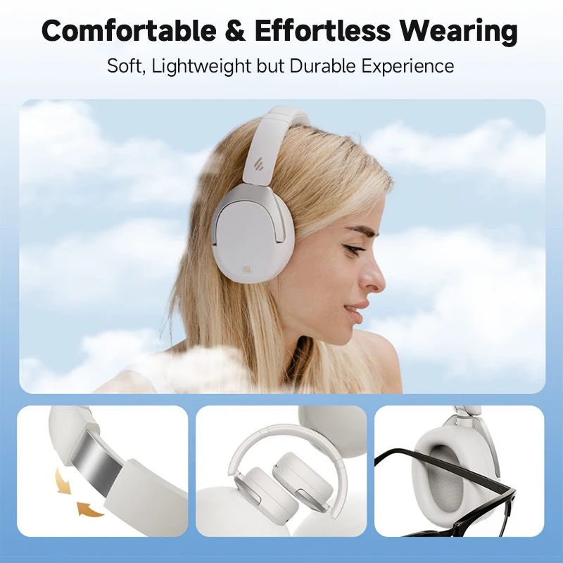 Edifier W830NB Auriculares inalámbricos Bluetooth 5.4 Cancelación activa de ruido Auriculares supraaurales de alta resolución LDAC plegables -45dB ANC 94H