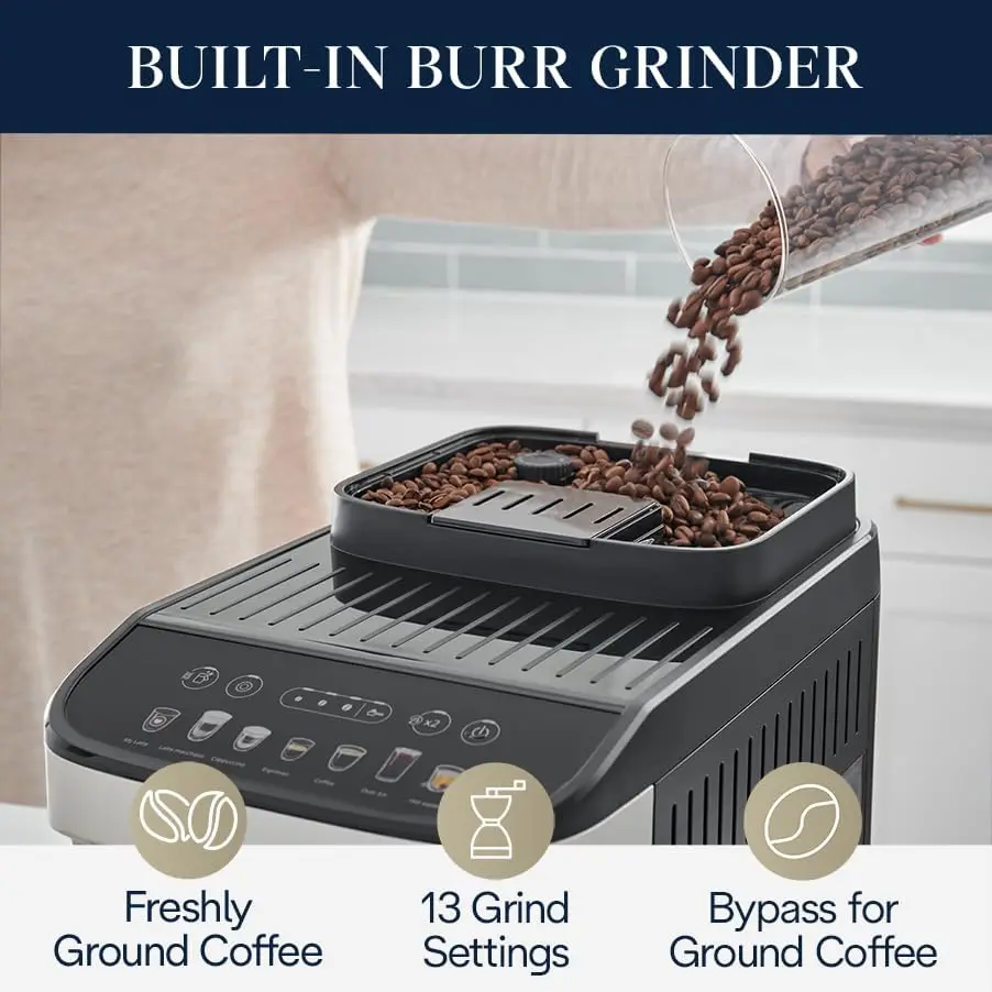Evo with System, Fully Automatic Machine Bean to Cup Espresso Cappuccino and Iced Coffee Maker, Colored Touch Display