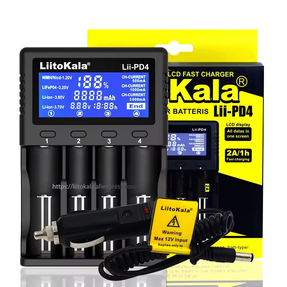 Ladegeräte der LiitoKala Pro-Serie: Lii-PD2 (2-Slot) und Lii-PD4 (4-Slot mit 2000mA) – universelles Li-Ion/NiMH/IMR/LiFePO4-Ladegerät