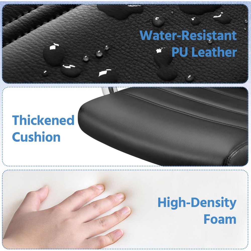 Managerial Executive Chairs Office Task Chair Mid-Back PU Leather Ergonomic Computer Desk Chair w/Lumbar Support Swivel Wheels