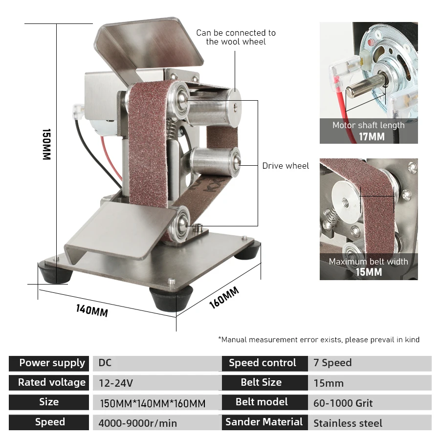 TUNGFULL Mini Belt Grinding Machine Tool Sharpening Machine Sanding Grinding Electric Sander Home Diy Polisher Machine