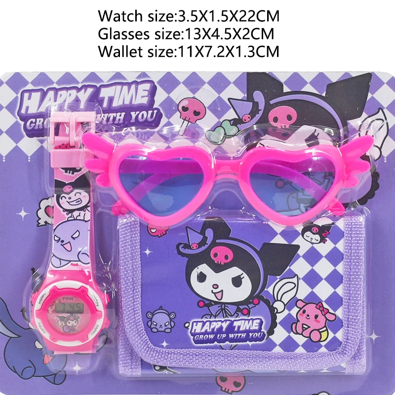 Новые детские часы «Hello Kitty» из 3 предметов с единорогом и очками-кошельком, часы с мультяшным Человеком-пауком для детей, набор игрушек, reloj infantil