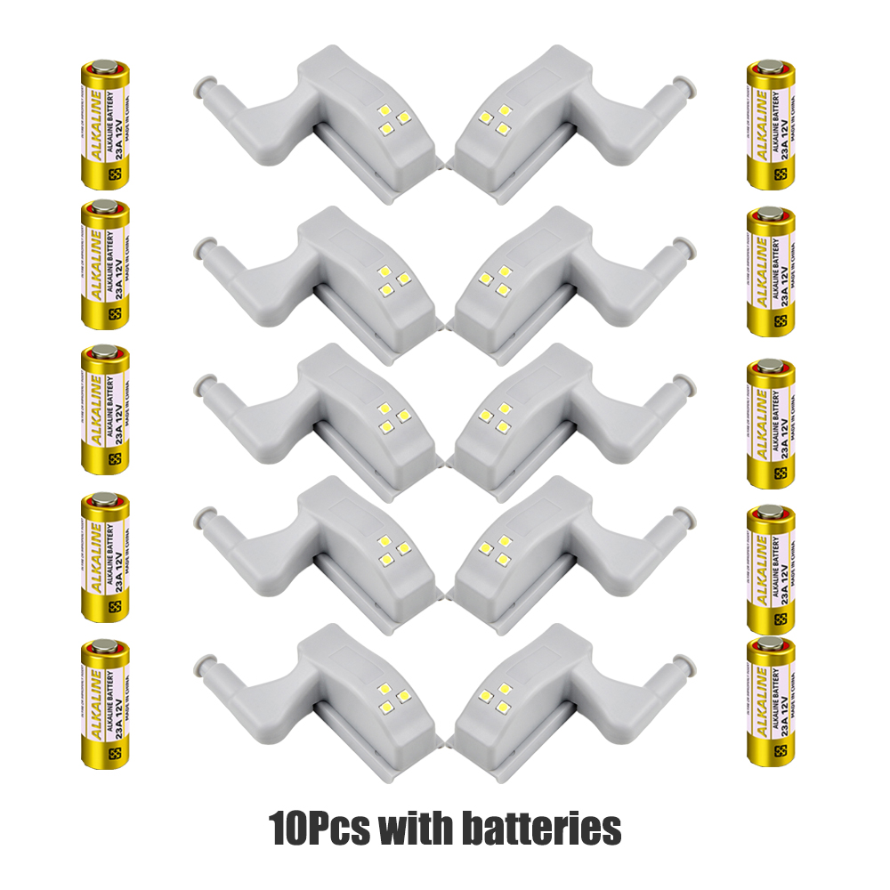 Luz LED para debajo del gabinete, lámpara con bisagra interior, iluminación para armario, luz nocturna LED con batería gratis, 3LED