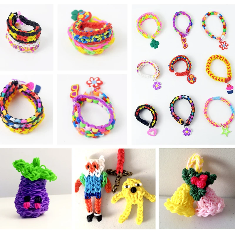 ゴムバンド織機 DIY 手作りブレスレット作成キットビーズのおもちゃ女の子子供クラフトおもちゃクリスマスギフト織りツールボックス