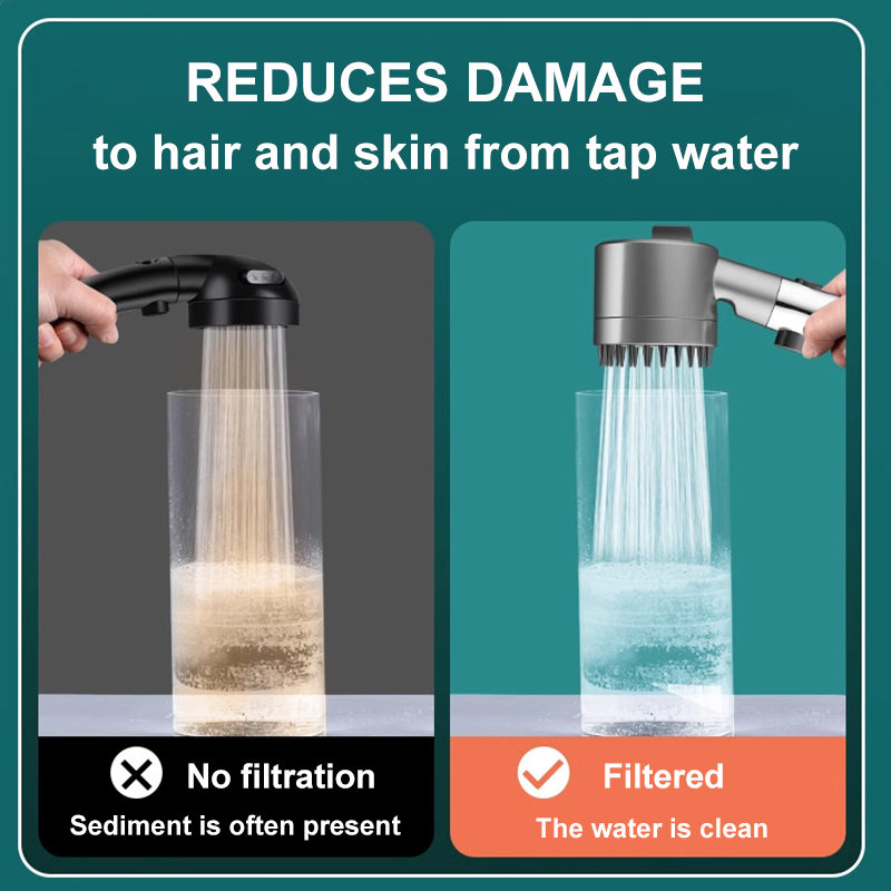 Nuevo Ducha presurizada, 4 modos, ducha ajustable con ahorro de agua, cabezal de ducha de alta presión con filtro, ducha de masaje para baño