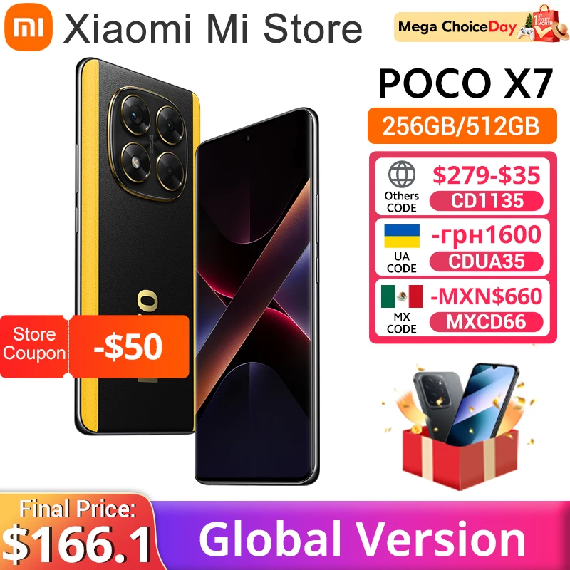 【Brand+】POCO X7 Smartphone Dimensity 7300-Ultra 6.67"120Hz AMOLED Display 45W 5110mAh 50MP Camera IP68 Xiaomi HyperOS NFC