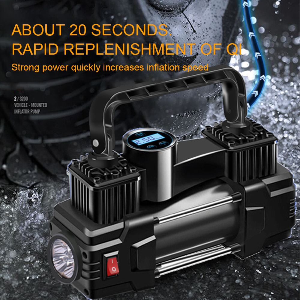 12V 150PSI Mini Luft Kompressor Dual Zylinder Heavy Duty Reifen Inflator Mit LED Licht Auto Elektrische Luftpumpe Auto aufblasbare Werkzeug