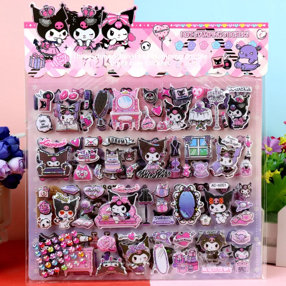 Sanrio Cartoon Dubbellaags 3D Kuromi Melody Home Stickers Grote Bubble Stickers