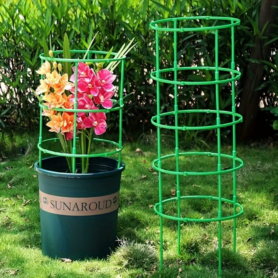 9 Pz/set 3 Strati Supporto per Piante Picchetti per Piante Anello di Supporto per Piante Rotondo Supporto per Gabbia per Piante in Plastica Vaso di Fiori Arrampicata Traliccio