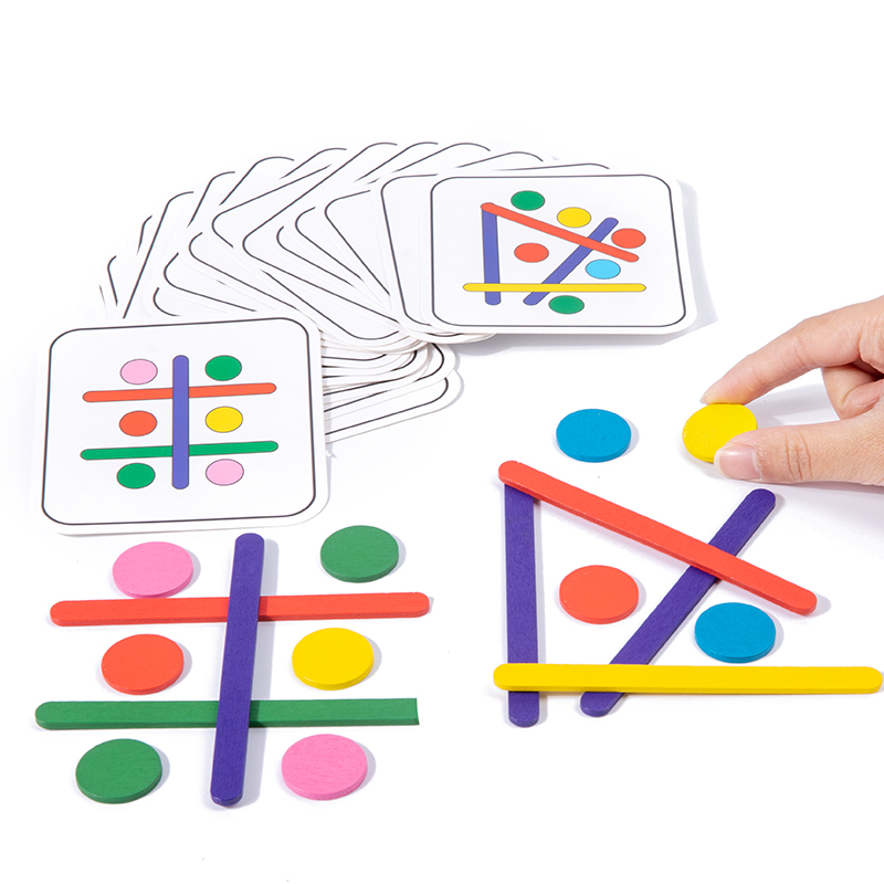 Varas e anéis criativos de madeira, quebra-cabeça, jogo de inteligência montessori, brinquedos educativos para crianças de 3 anos de idade