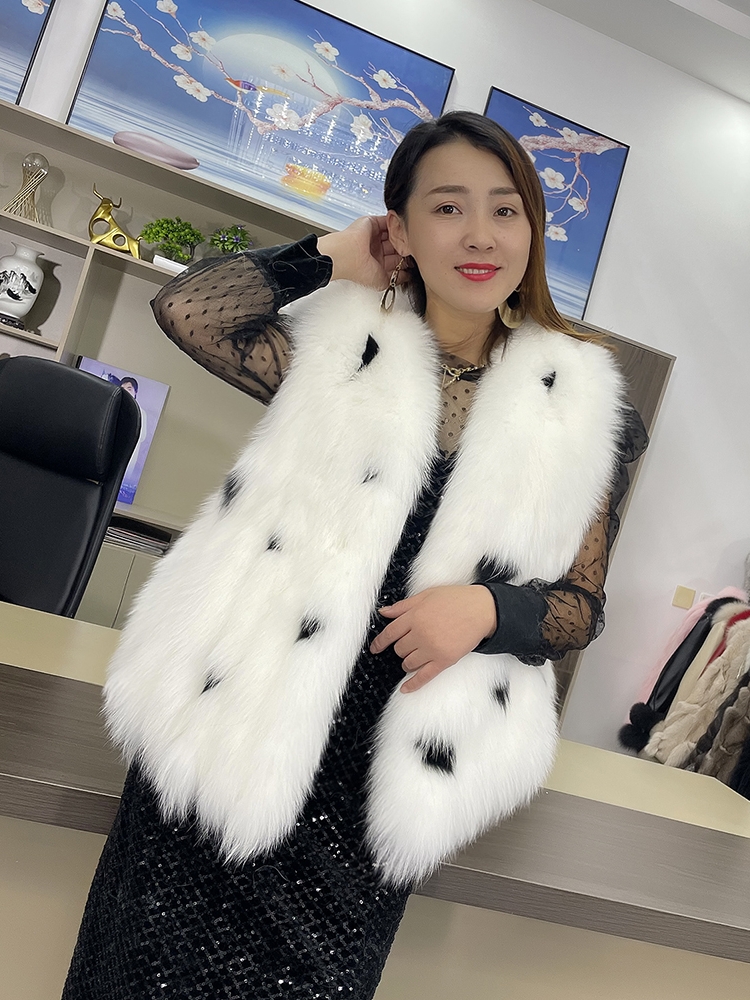 女性のための冬のパンツ,厚手のベスト,暖かいコート,豪華なストリートウェア,新しい,秋と冬,2023,天然の本物のキツネの毛皮