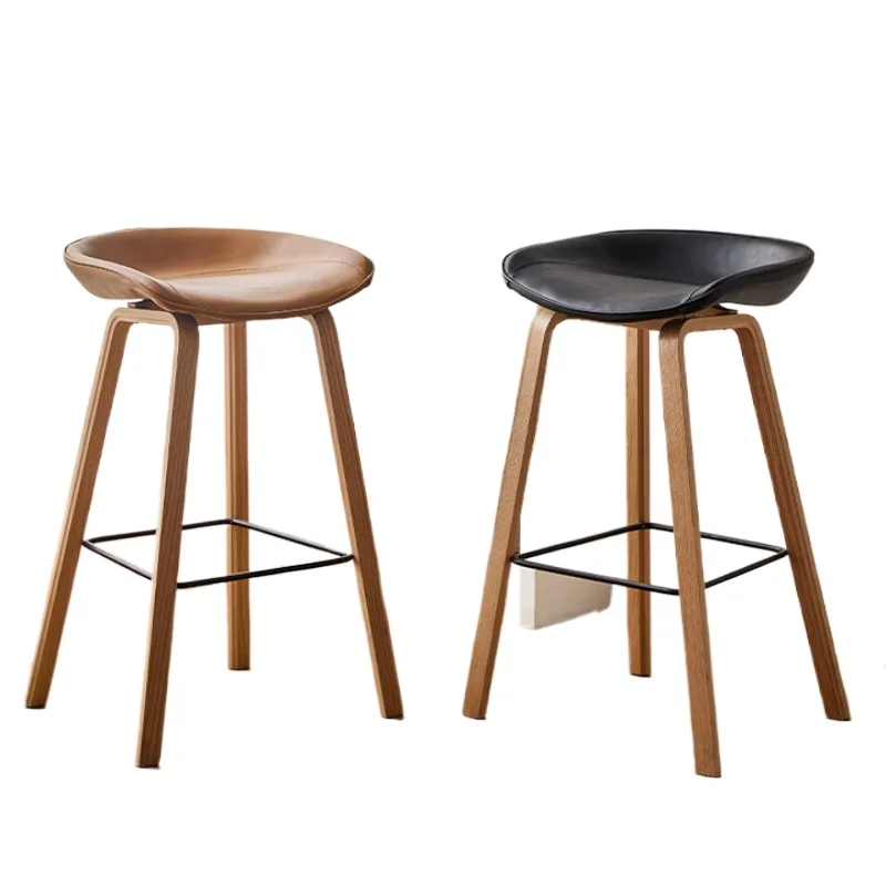 Taburete de Bar moderno de madera maciza, taburete de comedor de espuma de alta elasticidad, taburete de pie alto para sala de estar, muebles para el hogar versátiles y elegantes
