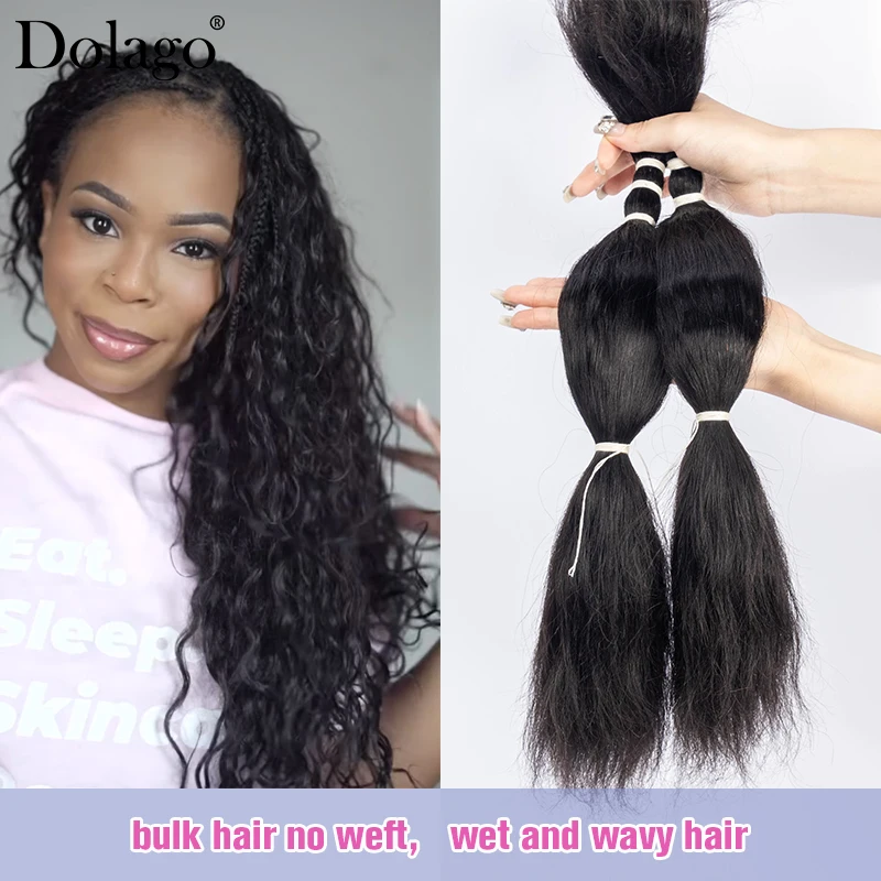 Pacotes De Trança De Cabelo Humano, Extensões De Cabelo, Bulk Bundles para Trançar Caixa, Molhado e Ondulado, Microclocks