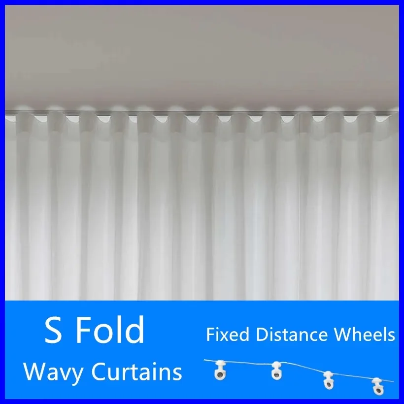 Cortinas onduladas plegables en S, cortinas onduladas de tul para ventana blanca pura de nieve súper suaves para sala de estar, gasa grande transparente para dormitorio
