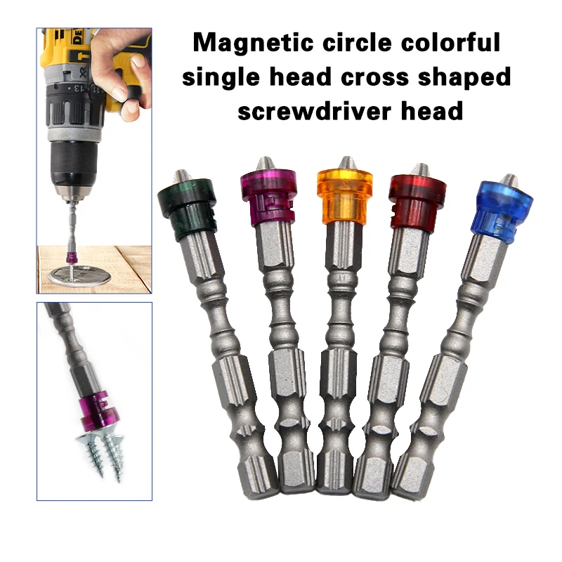 5pc cor bobina magnética chave de fenda cabeça hexagonal alça única cabeça cruz bits magnéticos ferramenta elétrica conjunto acessório