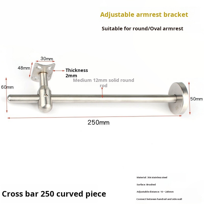 Roestvrij staal verstelbare leuning bevestigingsbeugel Home Leuning Accessoires Muursteun Wandmontage steunbeugel