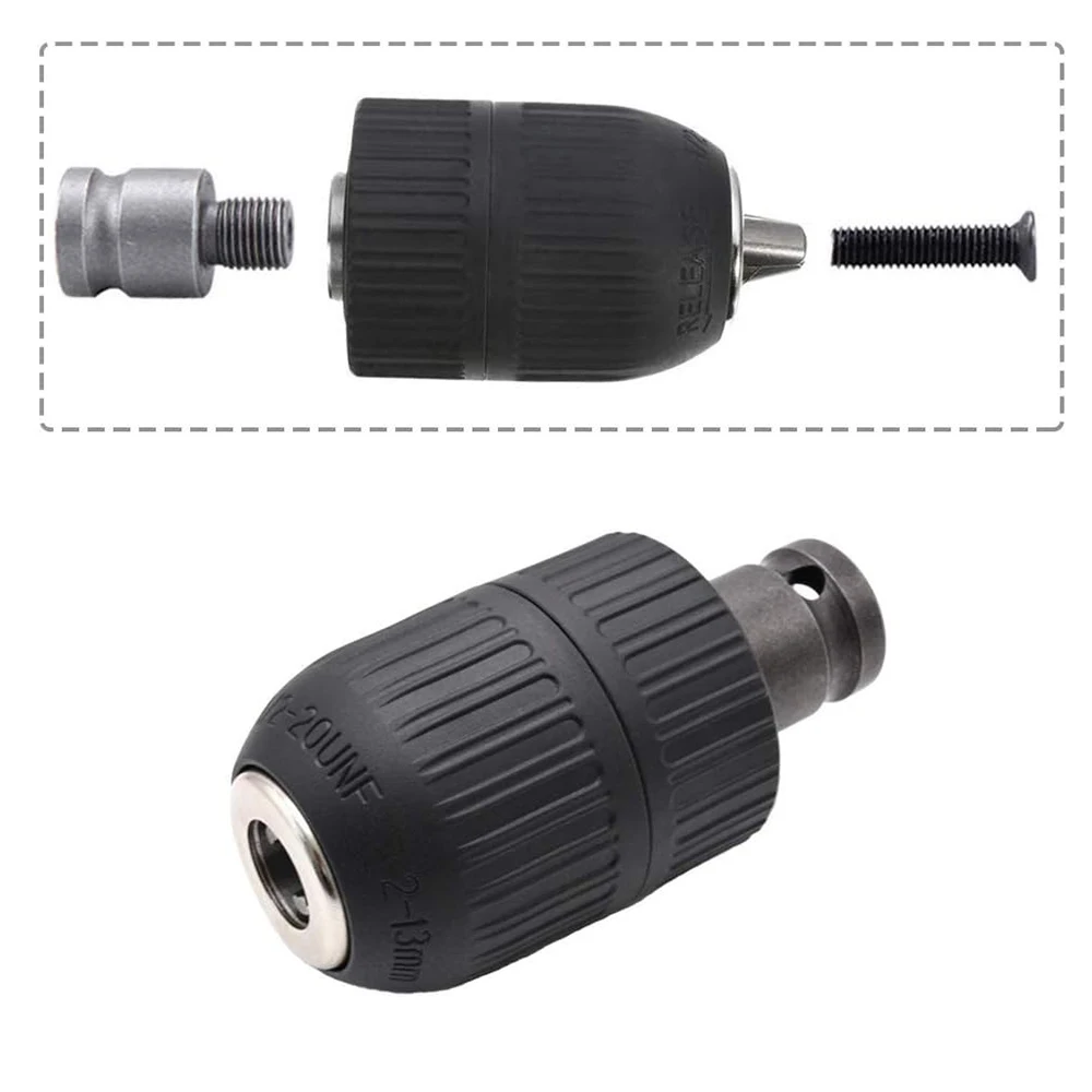1/2 20UNF เจาะ Chuck 1/2 Chuck Adapter ความจุ 2-13 มม.Keyless Chuck 2-13 มม.Clamp ช่วงสําหรับประแจ Conversion
