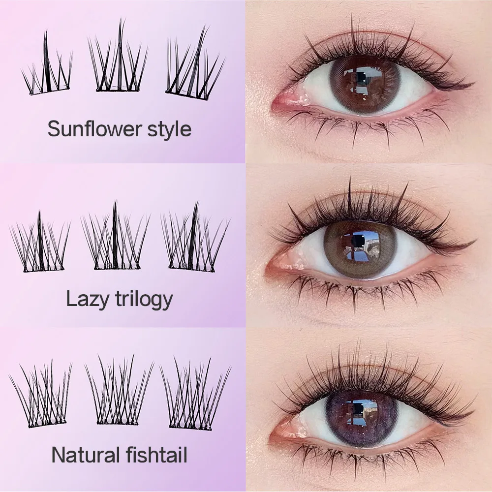 10 แถวขนาดใหญ่ความจุกาวขนตาปลอมเดี่ยว 10-12 มม.C-curled Natural Self-กาวขนตาปลอม