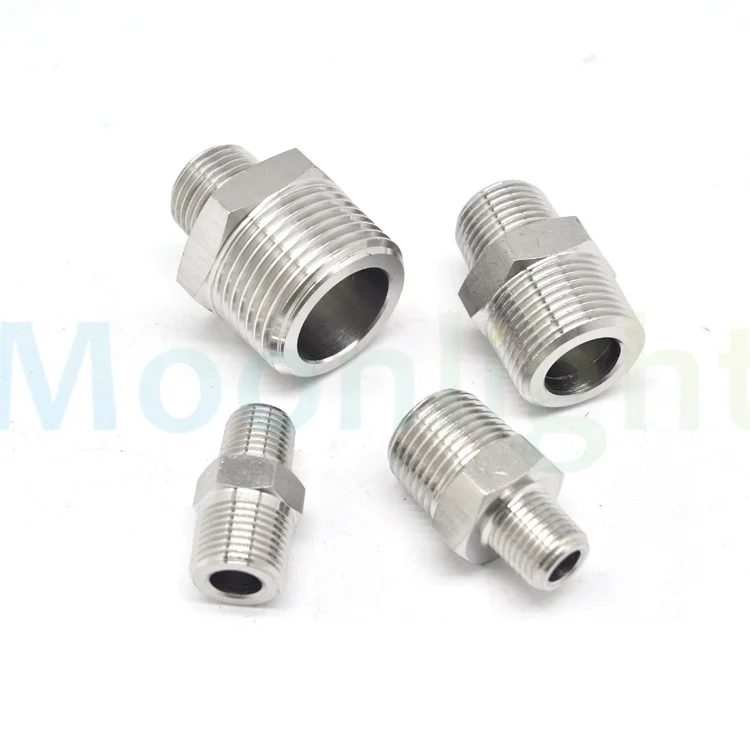 Hex Nipple Union 304 สแตนเลสสตีลท่อเชื่อมต่อ Coupler น้ํามัน 1/8 "1/4" 3/8 "1/2" 1 "BSP ชายชายด้าย