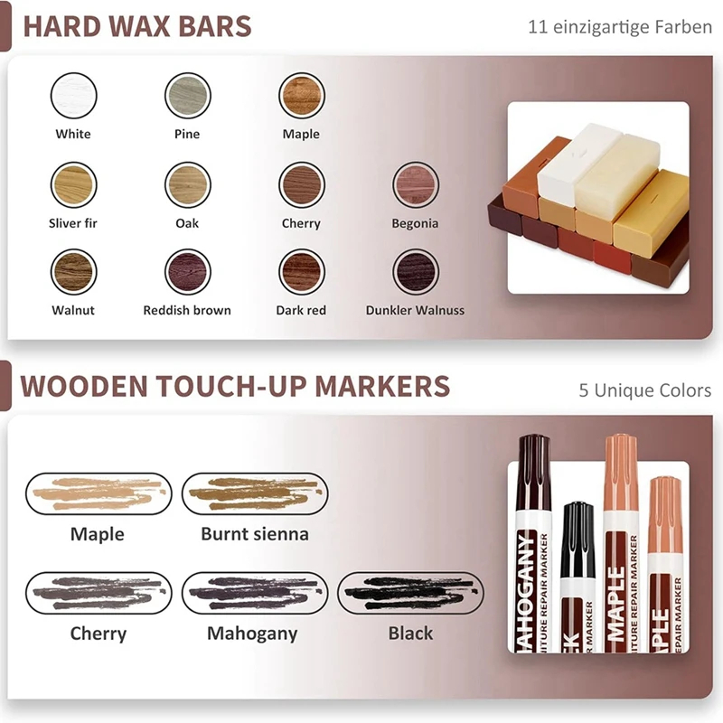 Zestaw do naprawy podłóg drewnianych DIY, zestaw do naprawy laminatów domowych, zestaw do naprawy desek, narzędzie do usuwania rys na podłogach drewnianych, narzędzie do wypełniania dziur po gwoźdzach
